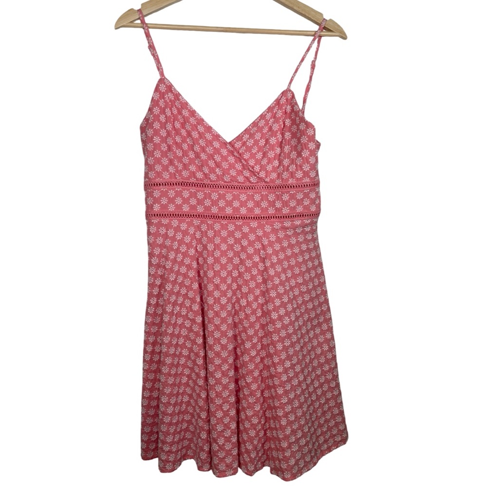 JUN & IVY Pink Floral Spaghetti Strap Dress large 077